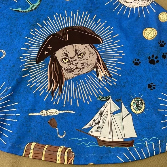COWCOW Lovely 🏴☠️ Pirate Cat theme, womens DRESS size MEDIUM - Picture 4 of 12